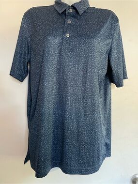 Greg Norman Collection Blue Patterned Short-Sleeve Polo